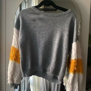 Grey sweater w/ Fluffy arm detail